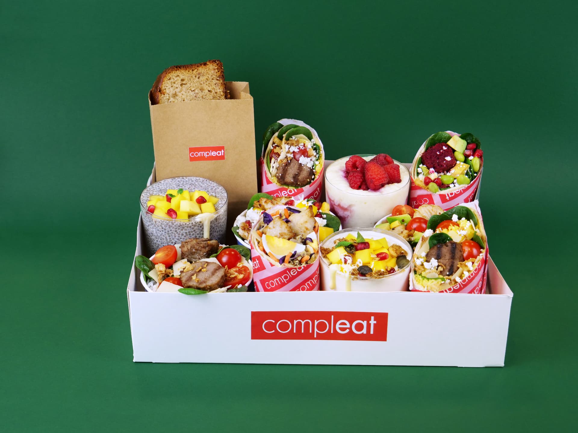 Compleat Catering-Box mit Bowls, Wraps und Snacks
